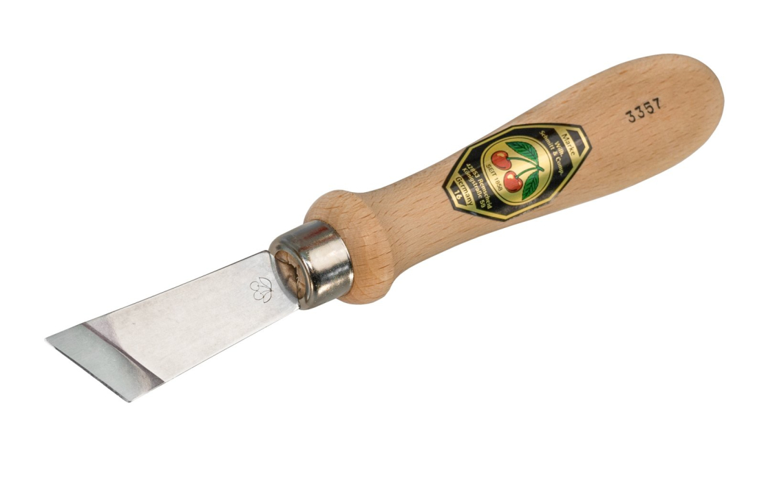 סכין גילוף ידית עץ, להב רחב קצה זוויתי 3357