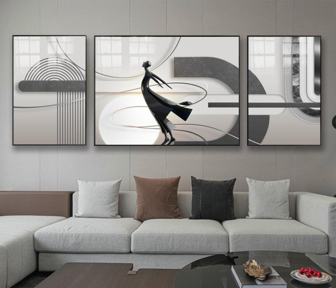 תמונת אבסטרקט מחולקת לסלון על קנבס עם אפשרות לחיפוי זכוכית דגם 7659951