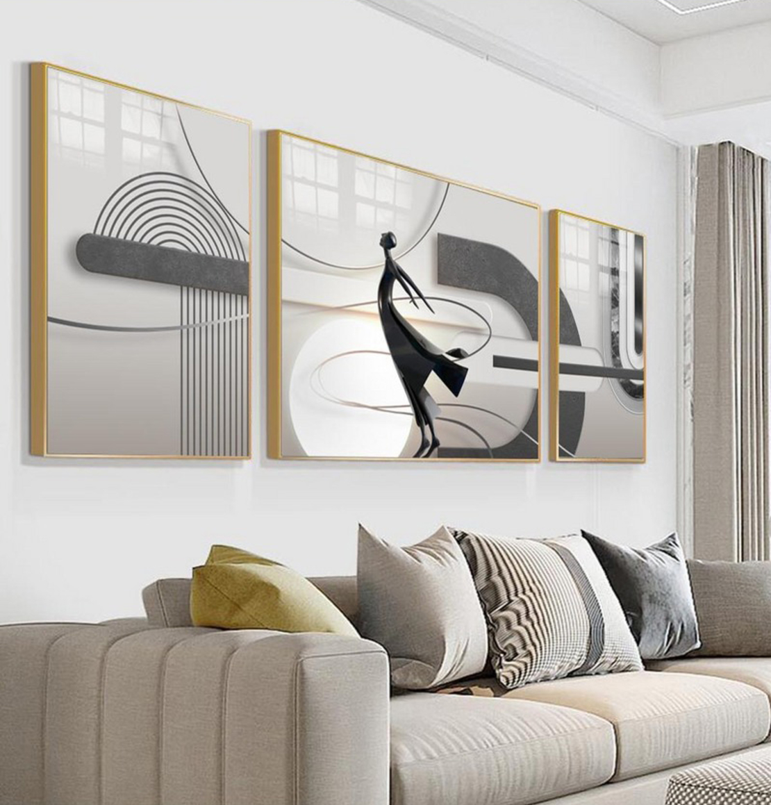 תמונת אבסטרקט מחולקת לסלון על קנבס עם אפשרות לחיפוי זכוכית דגם 7659951