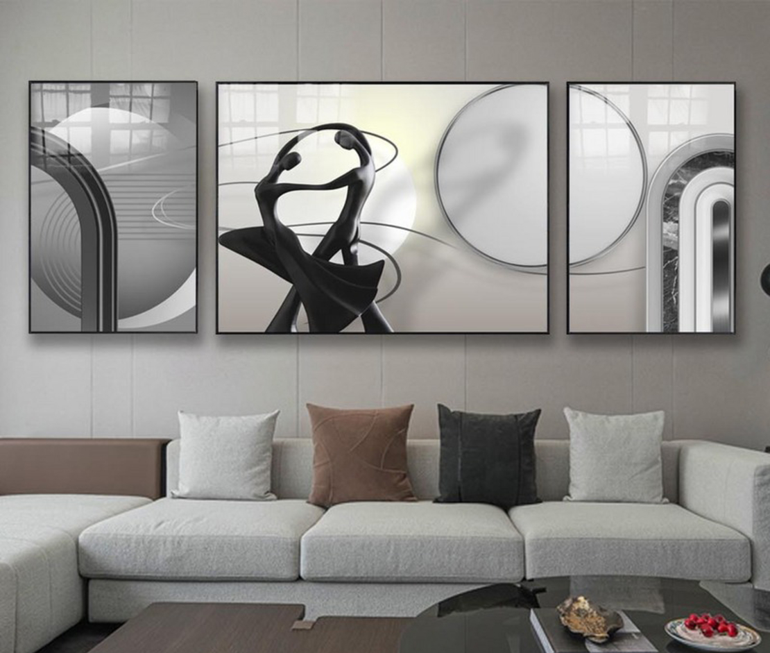 תמונת אבסטרקט מחולקת לסלון על קנבס עם אפשרות לחיפוי זכוכית דגם 7659808
