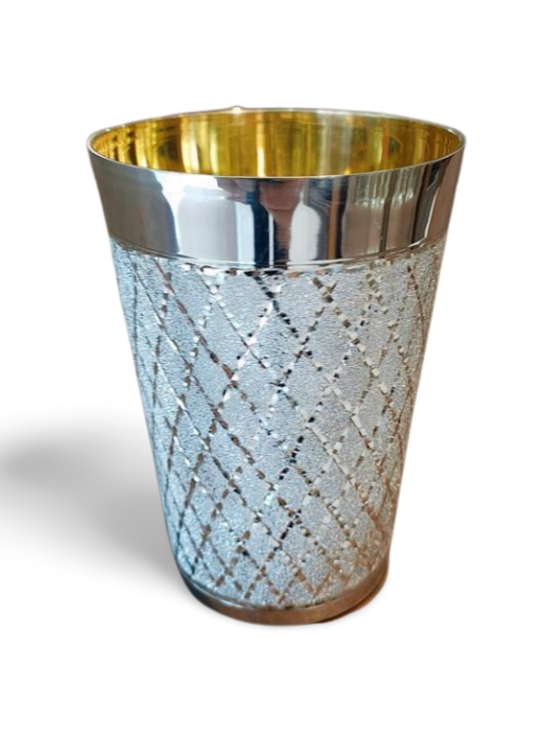 Pure silver mesh diamond kiddush cup
