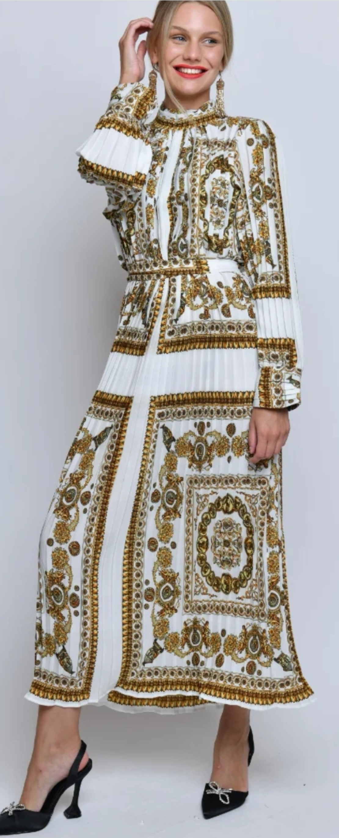 שמלת פאלי לבן זהב