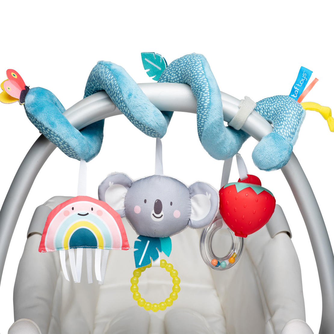 7# - אושר ענוג לבת : מתנה ליולדת - קופסת צעצועים, שמיכה רכה לתינוקת, ספירלת קואלה משגעת לסלקל/ עגלה עם קופסת תות