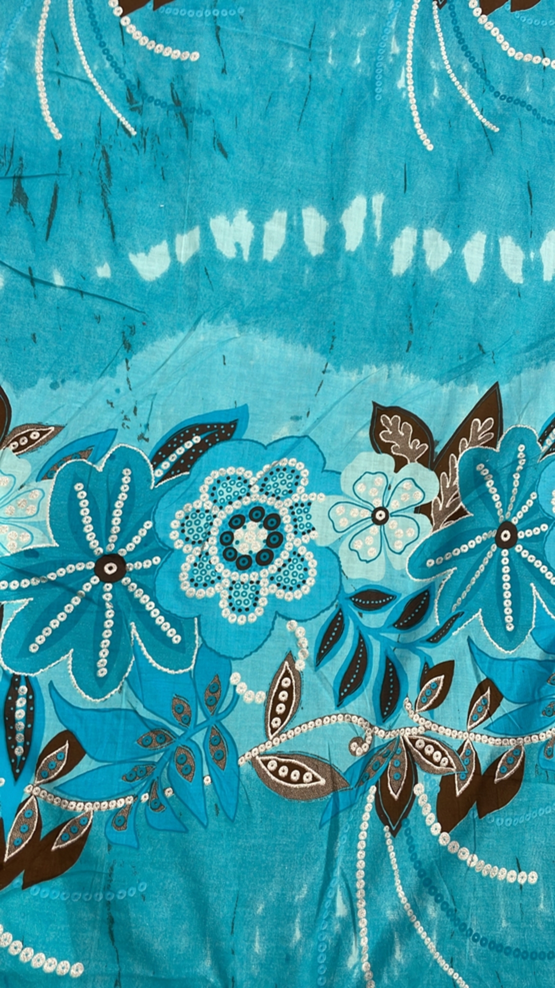 אריג כותנה טורקיז דפוס פרחים סטייל אפריקאי