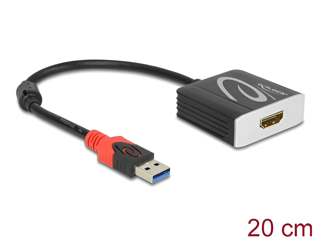 מתאם USB 3.0 זכר ל- יציאת HDMI נקבה DELOCK