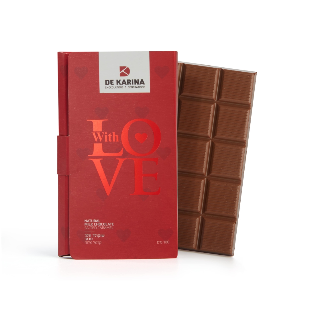 דה קרינה - טבלת שוקולד WITH LOVE | חלבי | בד״ץ