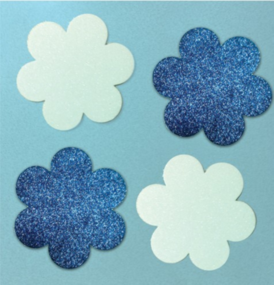 גזירות סול נוצץ פרח כחול לבן 3 סמ