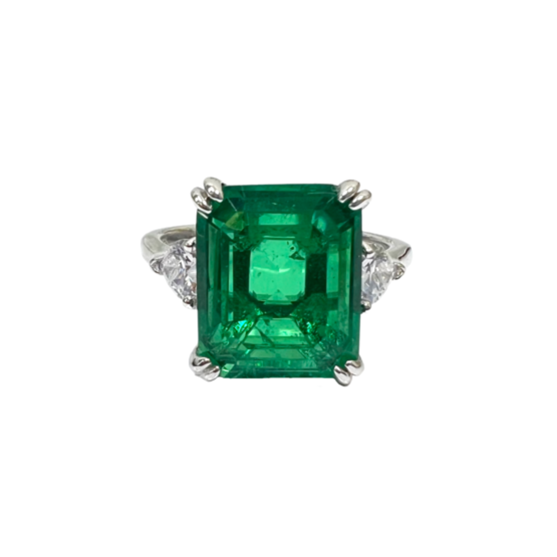 טבעת יוקרתית אמרלד ירוקה סינטטית