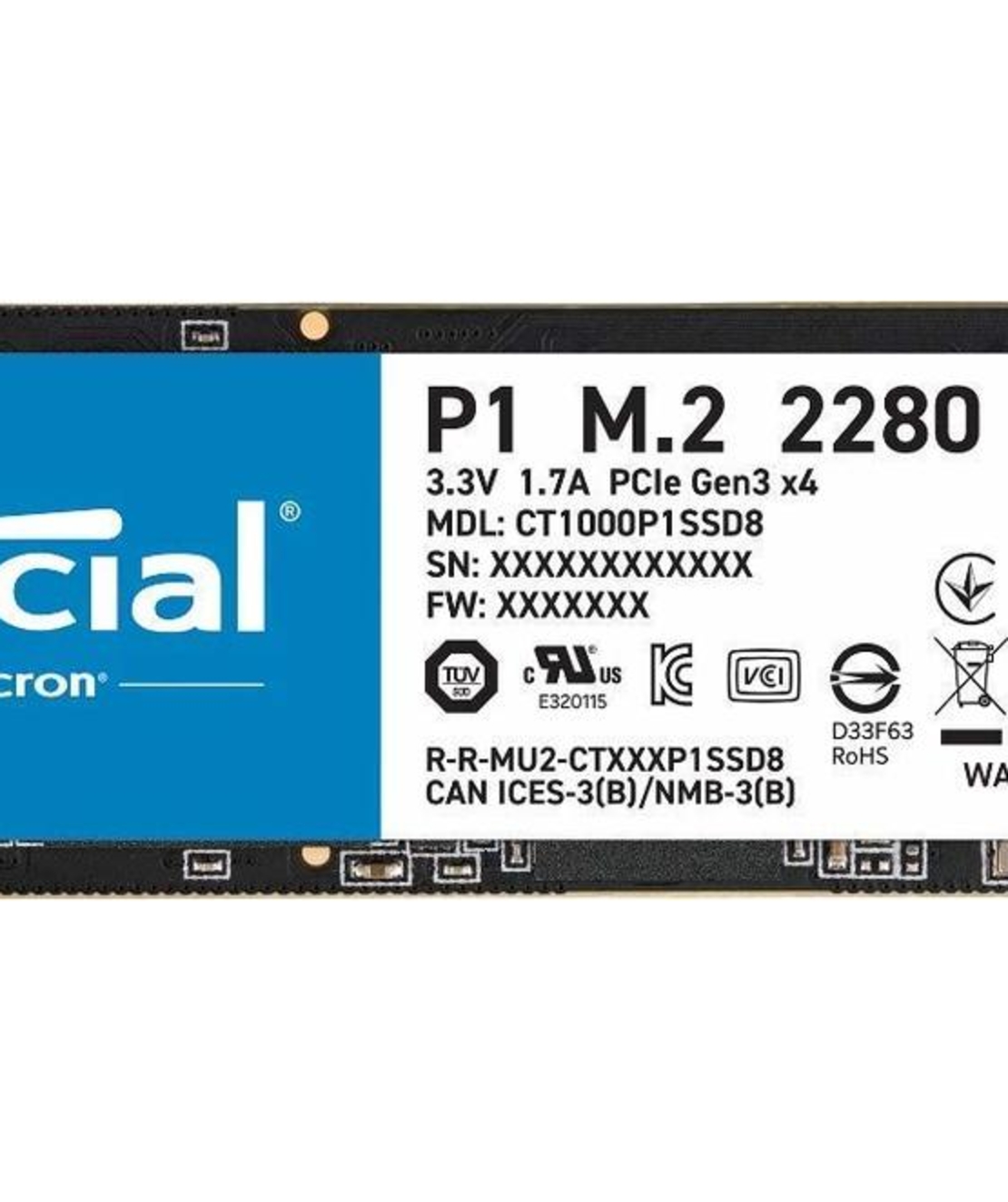 Crucial SSD P1 1TB 3D NAND NVMe PCIe M.2