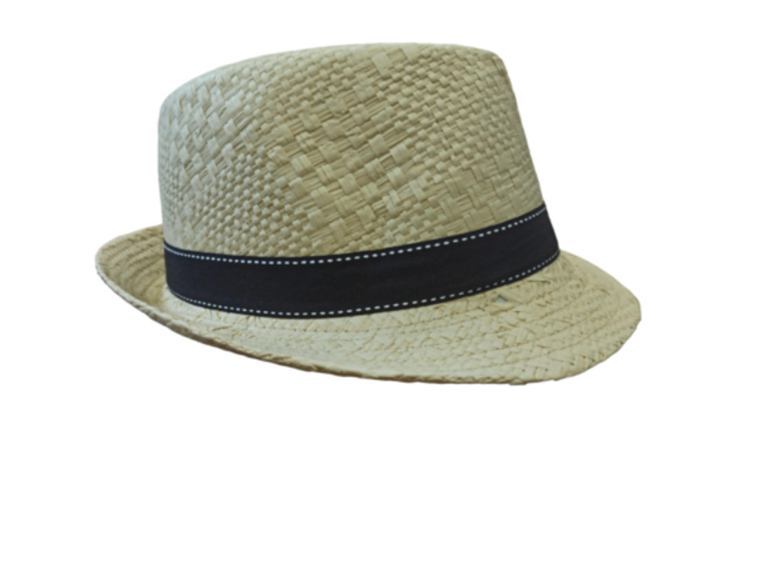 כובע מגבעת פדורה קש מדוגם סרט קישוט מקווקו שחור לבן