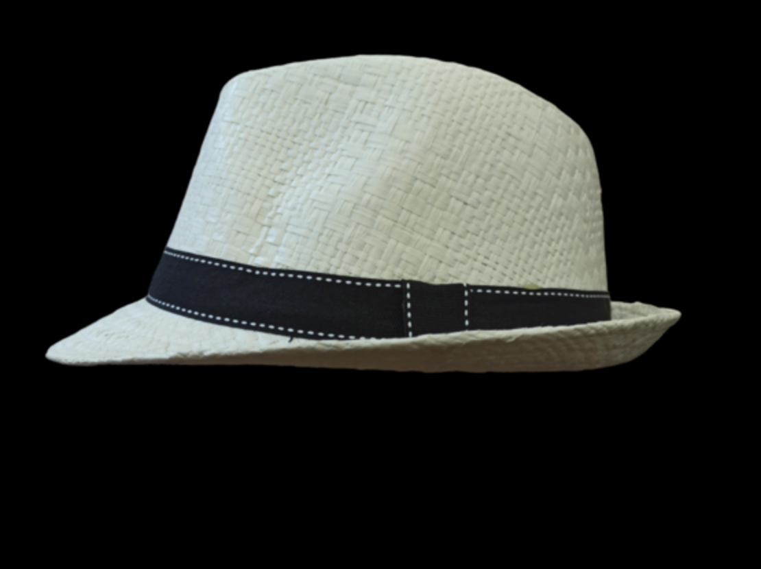 כובע מגבעת פדורה קש מדוגם סרט קישוט מקווקו שחור לבן