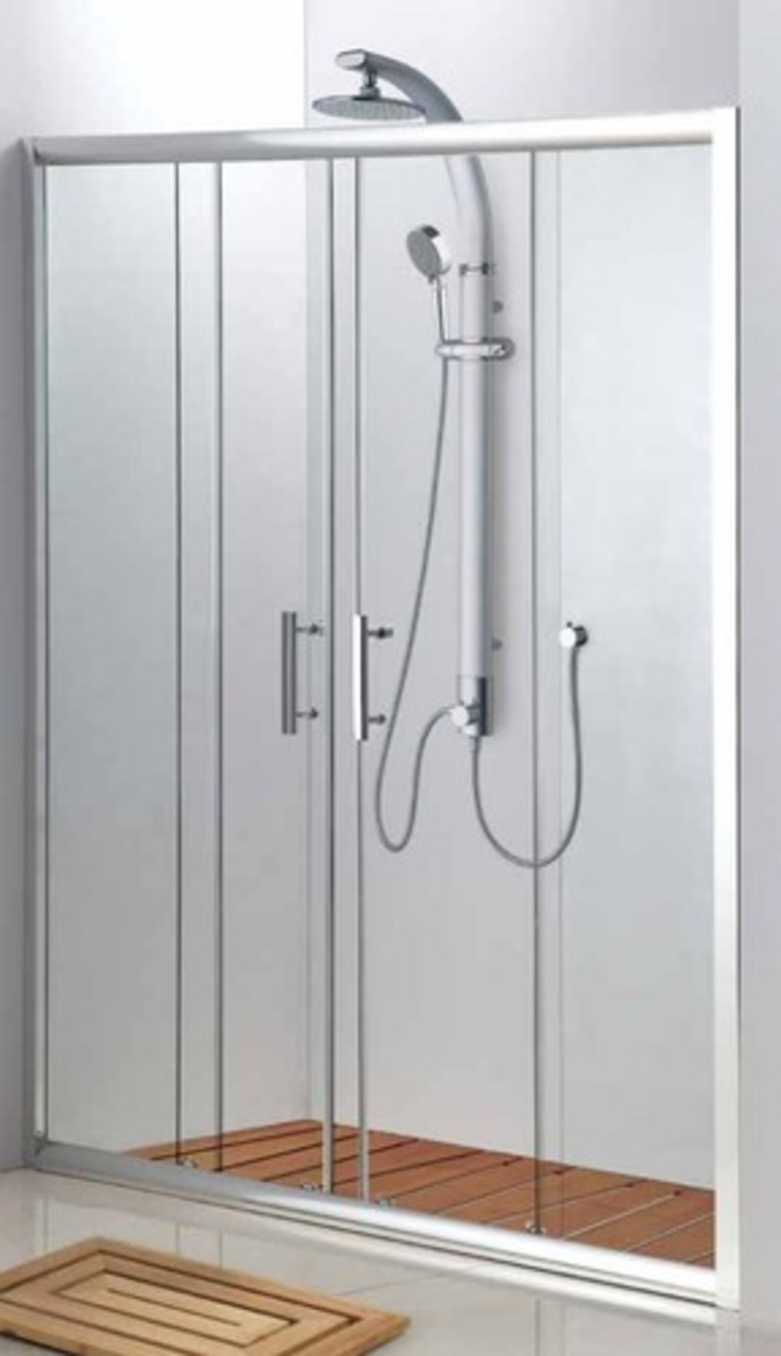 ע- מקלחון חזית שני דלתות+2 קירות קבועים פרופילון 407S2 כולל הובלה והתקנה