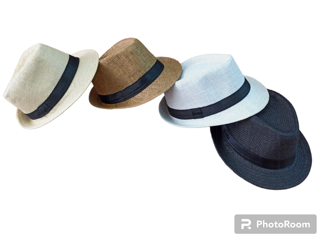 כובע מגבעת קש חדש 4 צבעים לבחירה סרט קישוט שחור