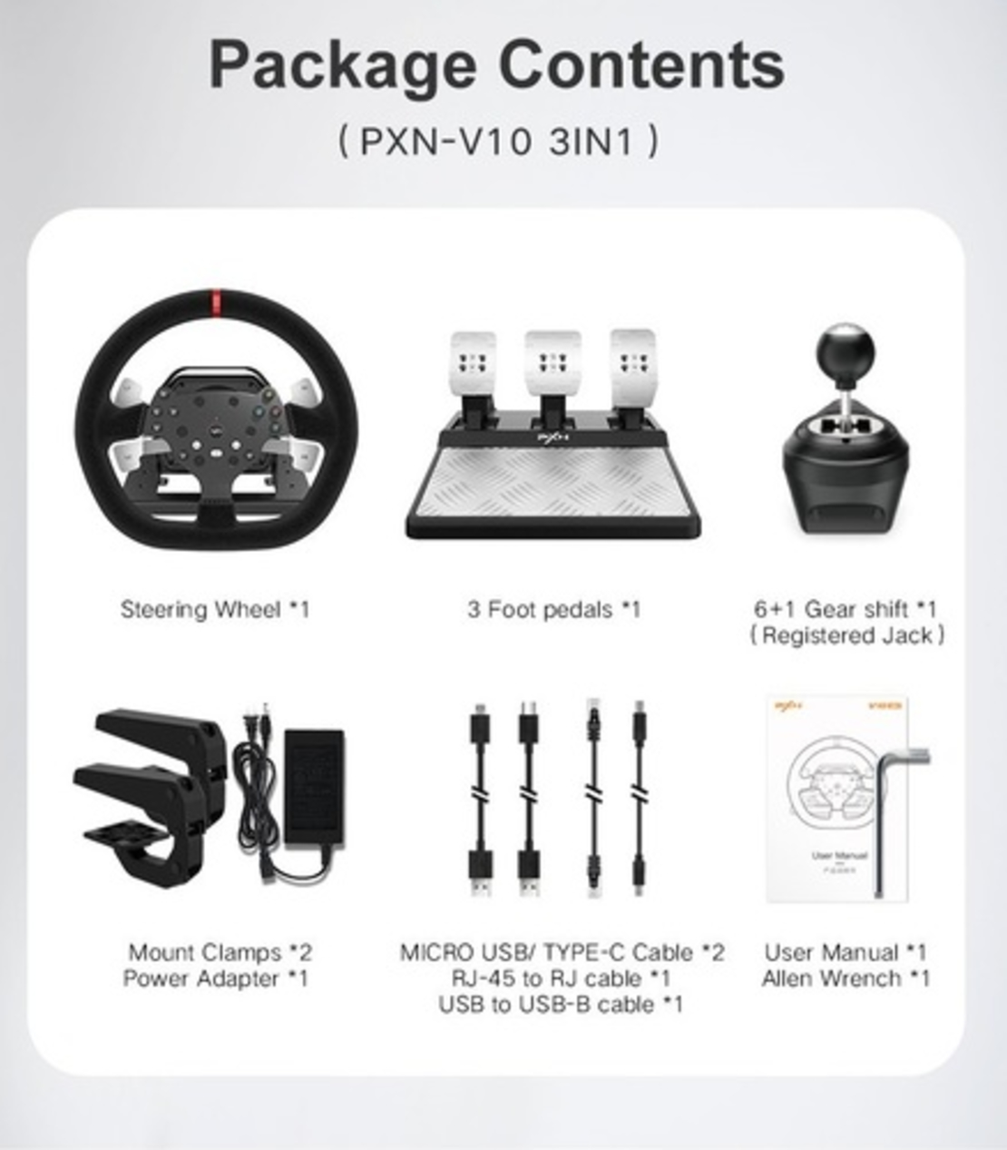 הגה PXN V10 - PC/XBOX ONE/XBOX SERIES/PLAYSTATION 4