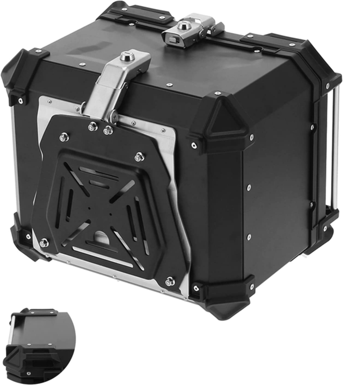 ארגז אלומיניום מרופד לאופנוע 45 ליטר מקינה שחור – MACHINA BOX ALUMINUM 45L BLACK