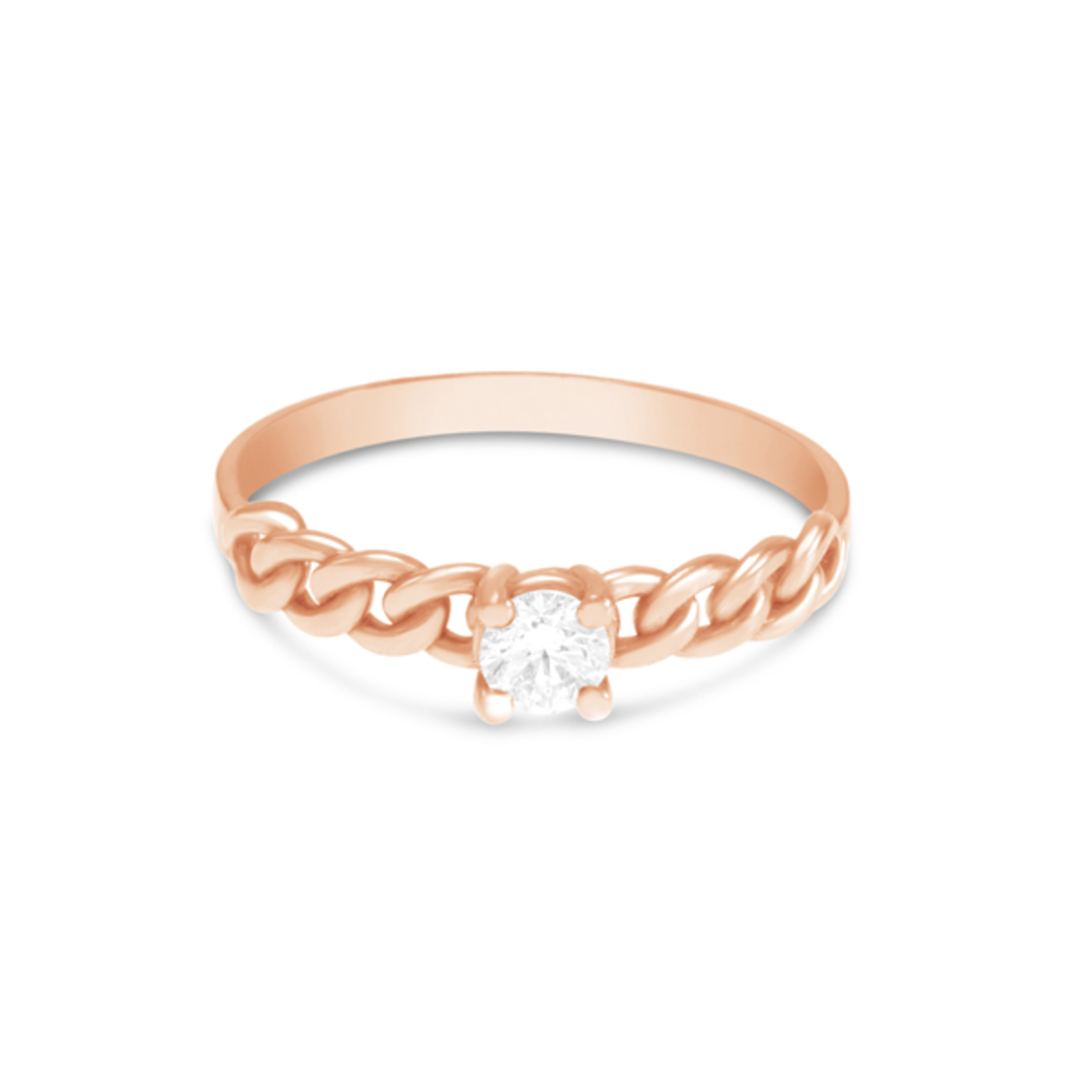 Cuban Ring with Diamond | טבעת גורמט עם יהלום