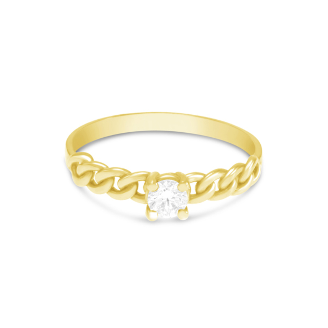 Cuban Ring with Diamond | טבעת גורמט עם יהלום