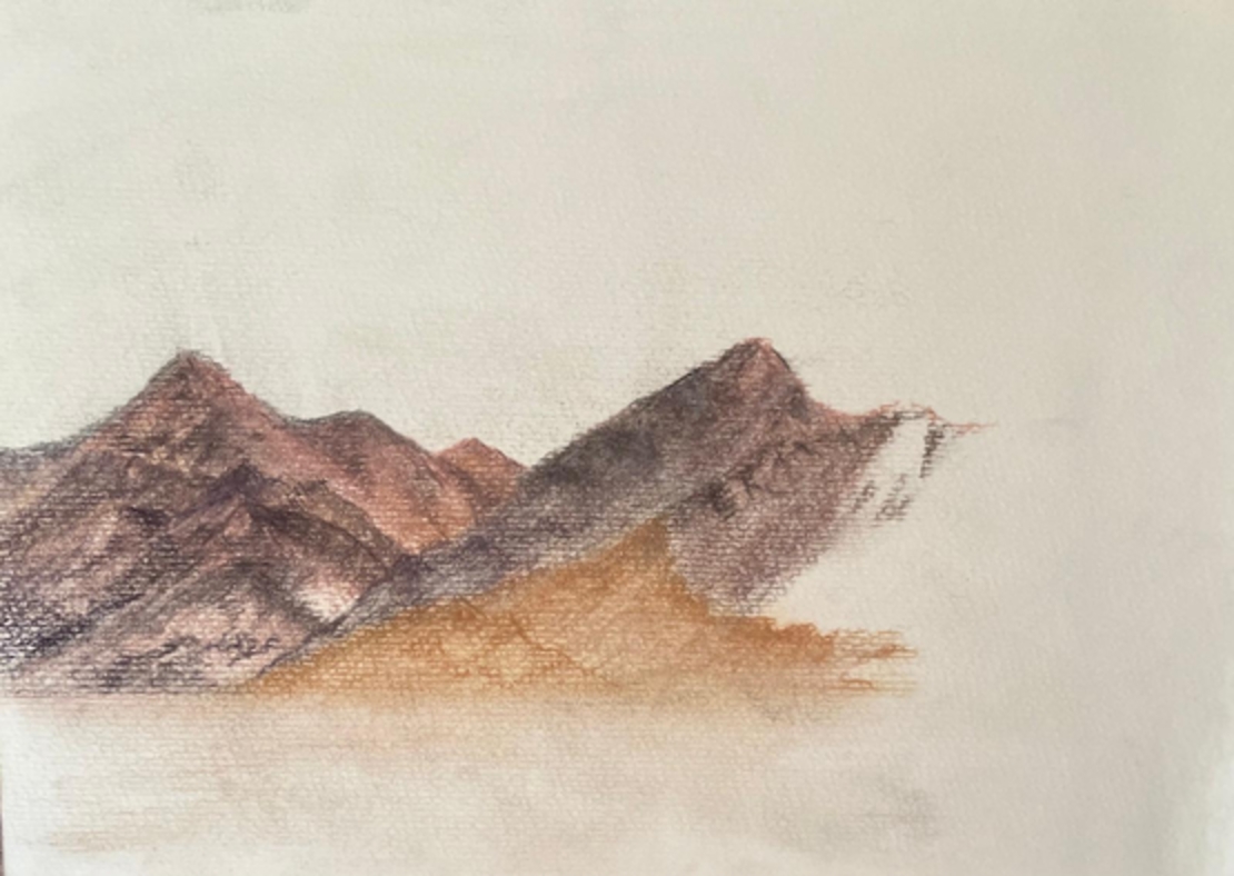 ציור מקורי - הרי אדום - 21X29 ס