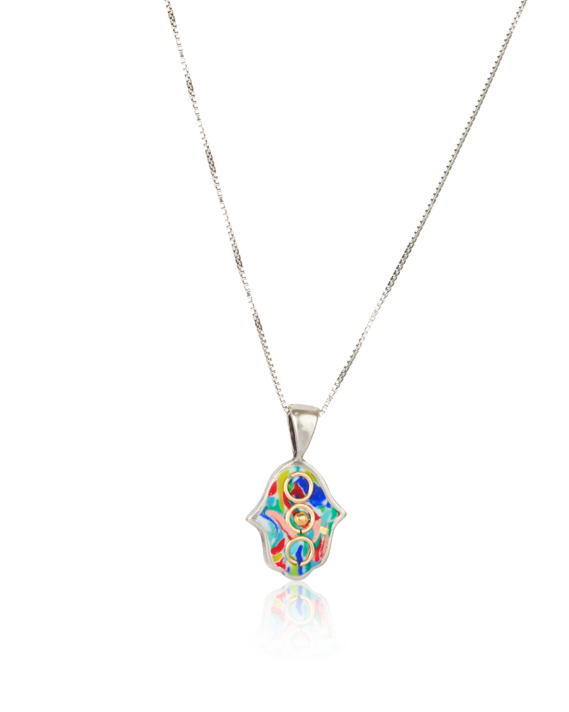 Colorful Sterling Hamsa Necklace