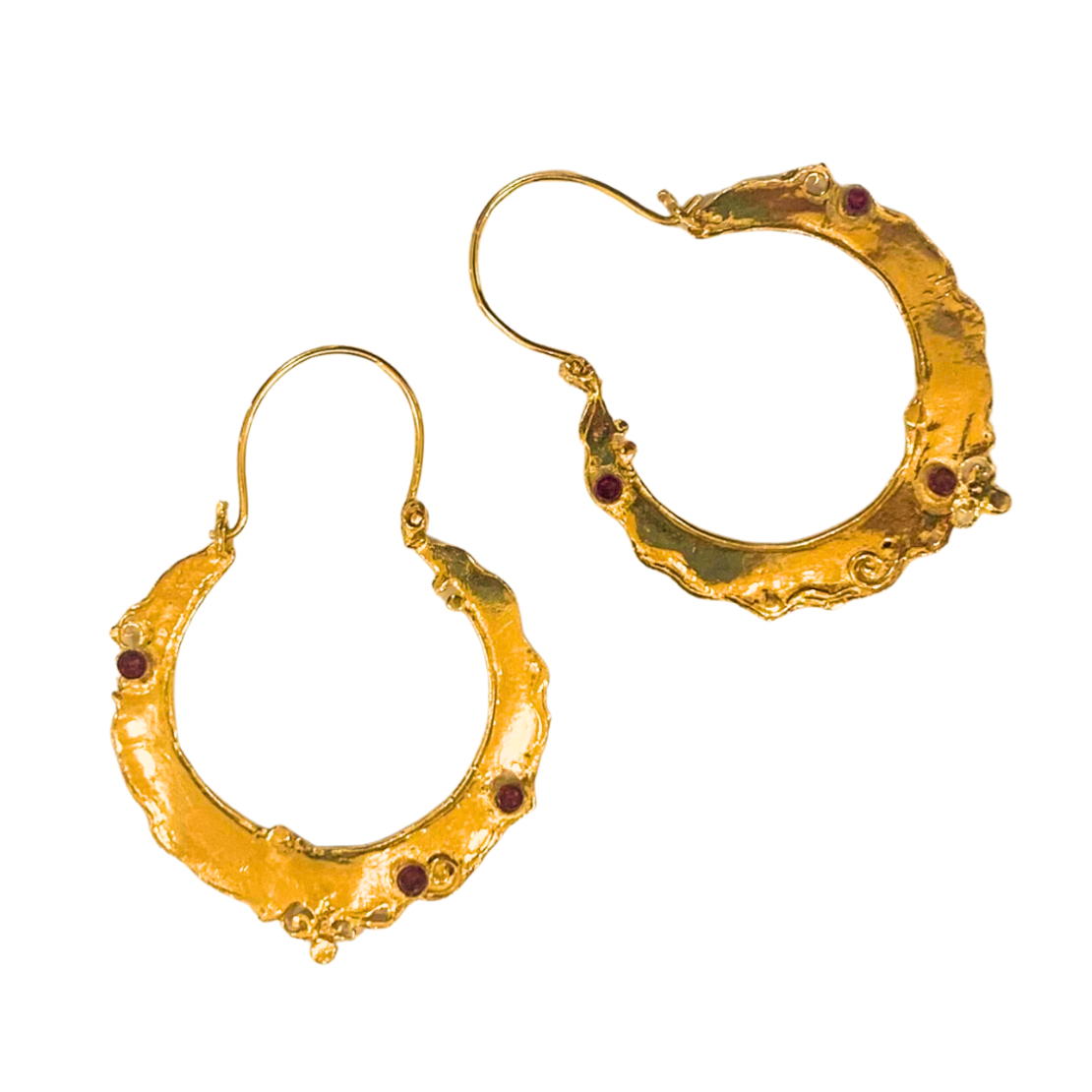 Handmade Gold And Ruby Earrings