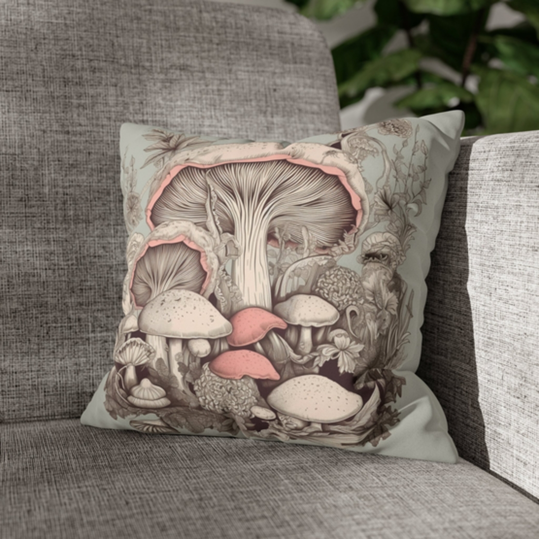 Mushroom Faux Suede Pillow Case - Nature Lover's Comfort - FungiFly.