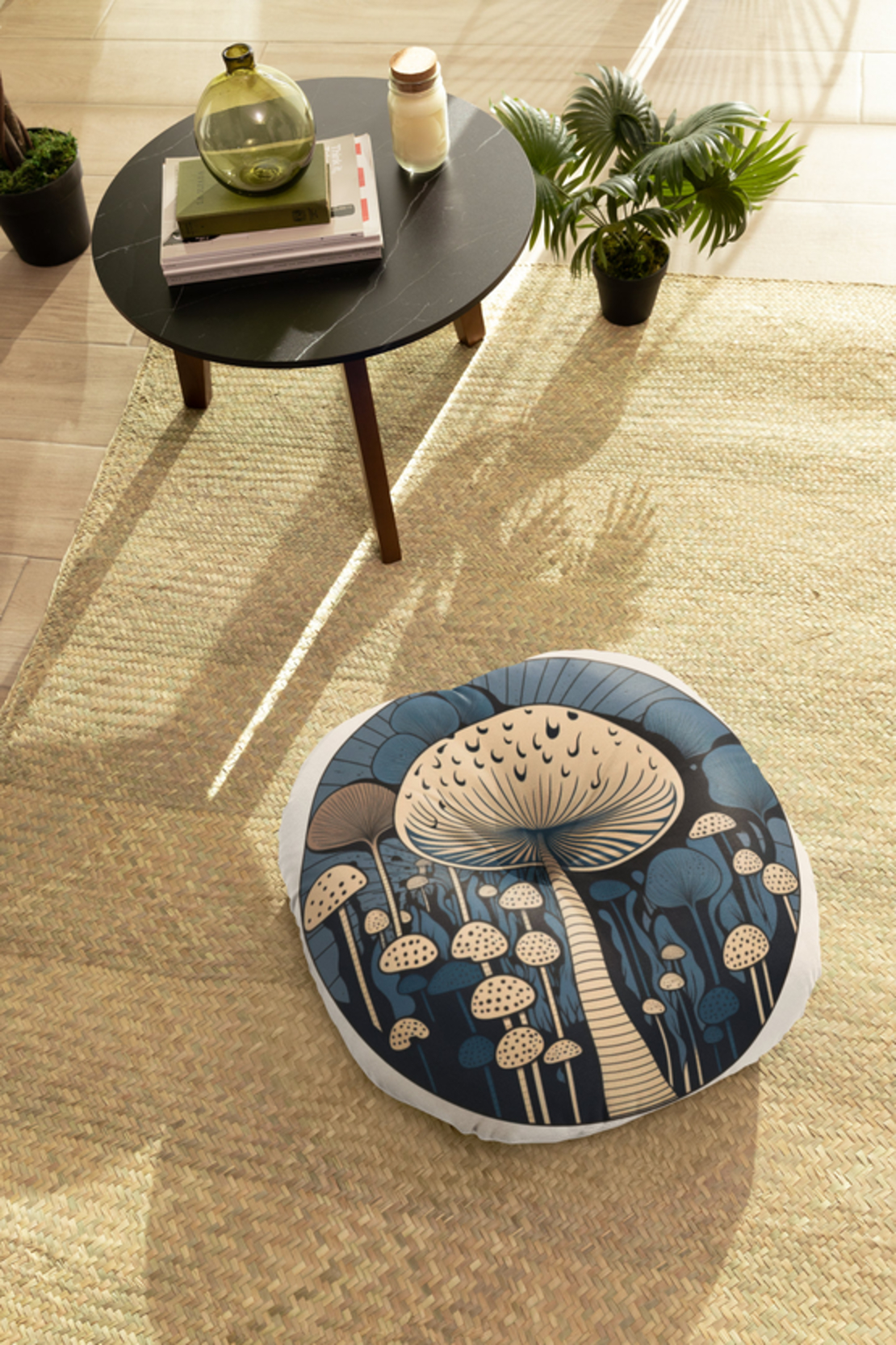 Floor Pillow Mystical Mushroom Illustration | Large Cushion for Cozy Floor Seating, Reading Nooks, Home Decor