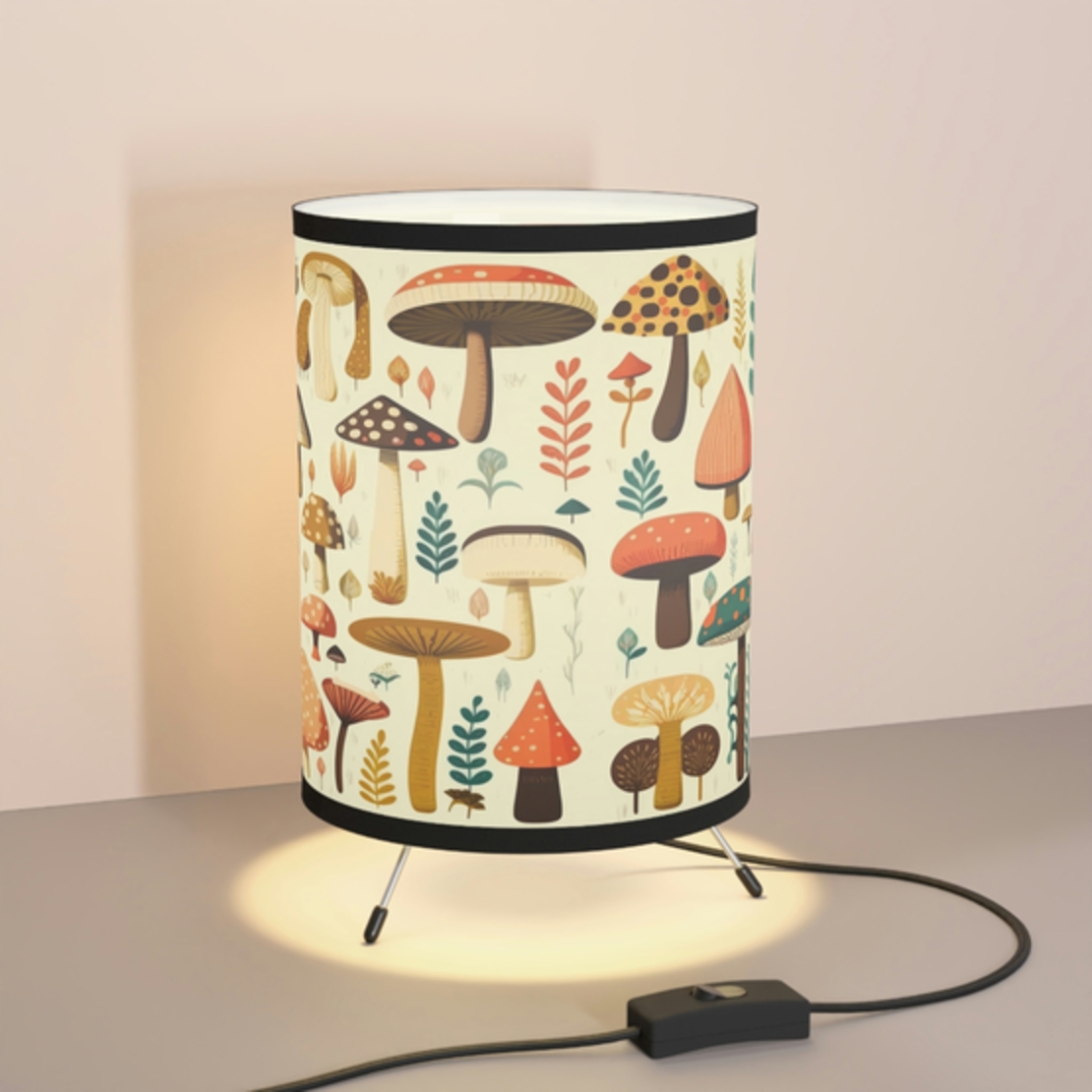 Mushroom Cozy Home Set - Lumbar Pillow, Table Lamp, Plush Blanket - Unique Decor Gift - FungiFly