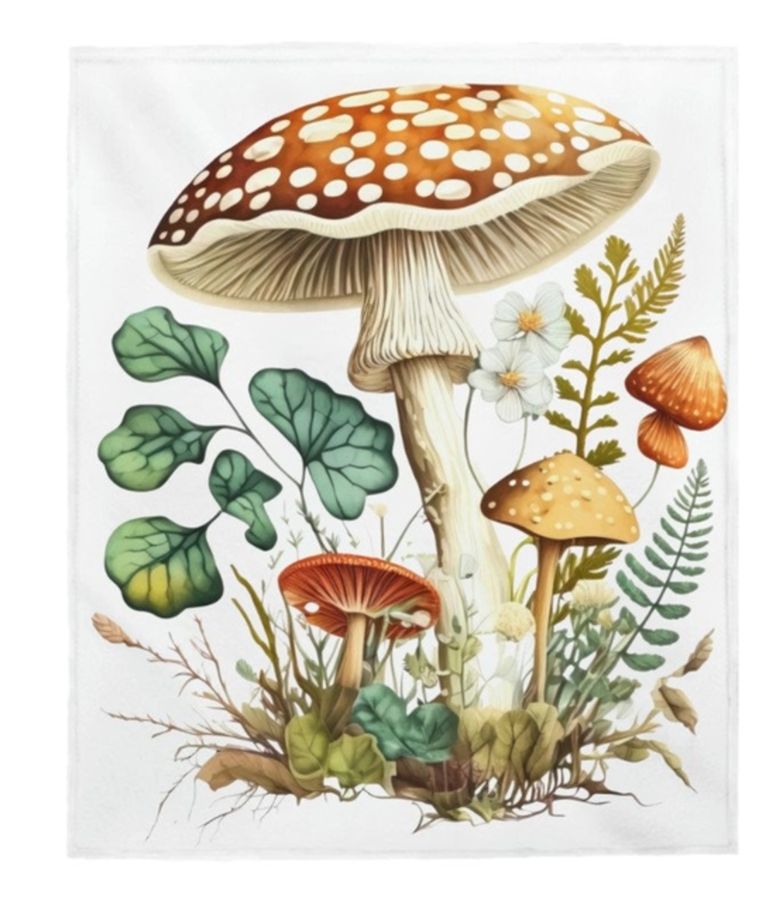 Mushroom Cozy Home Set - Lumbar Pillow, Table Lamp, Plush Blanket - Unique Decor Gift - FungiFly