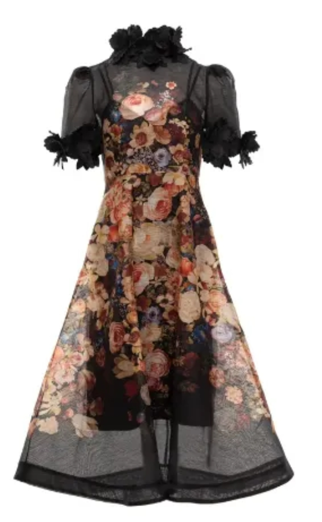 שמלת ממן שחורה פרחים