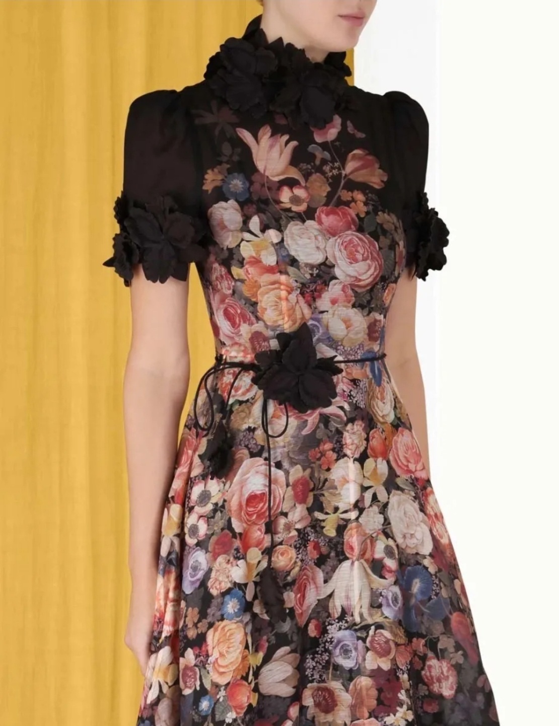 שמלת ממן שחורה פרחים