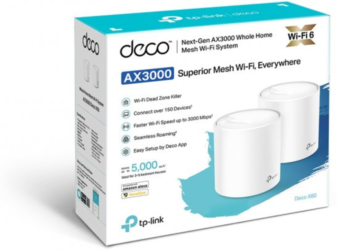 מגדיל טוח 2 יחידות TP-Link AX3000 Mesh Wi-Fi 6 System Deco X60
