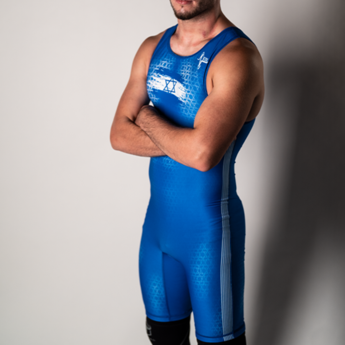 סינגלט גברים תחרותי להרמת משקולות - BLUE & WHITE