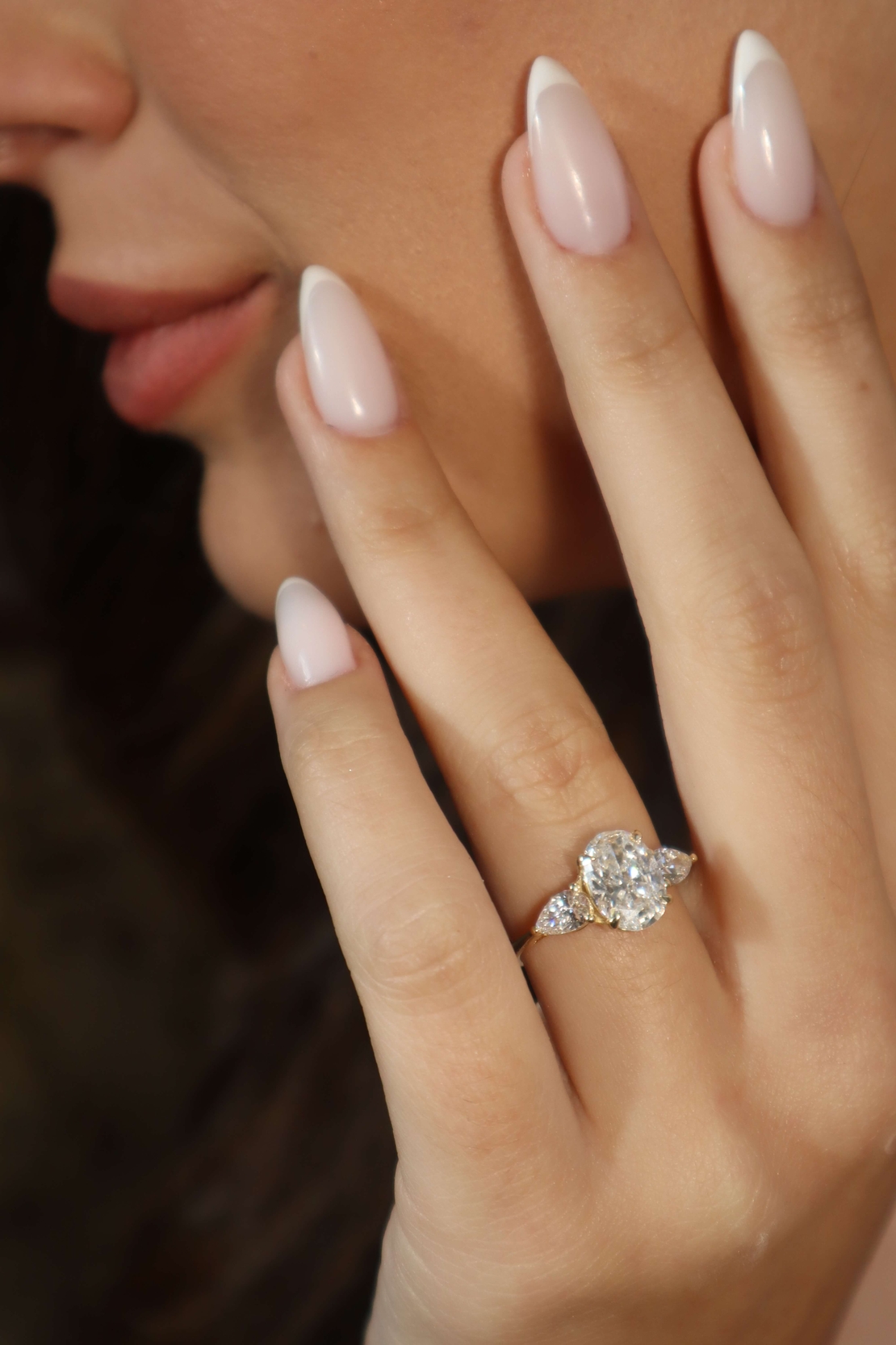 Oval trio clearance engagement ring