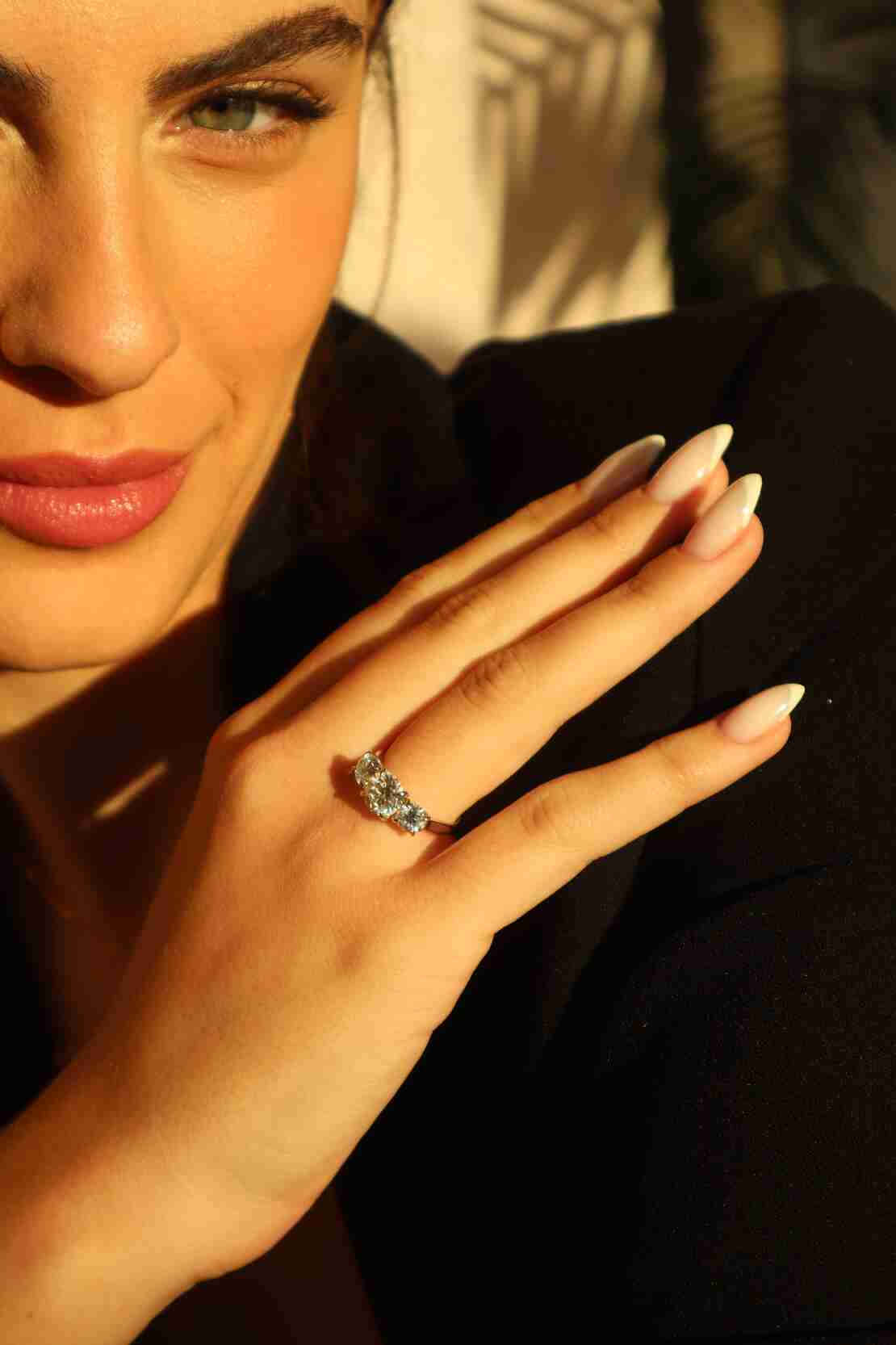 round brilliant trio engagement ring The7th diamond