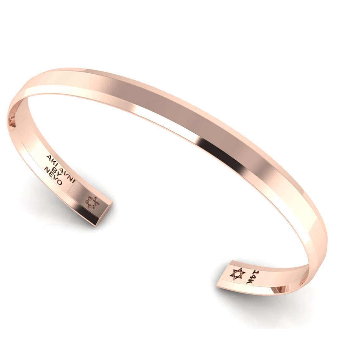 Solid 14k Rose Gold Cuff NEVER AGAIN IS NOW AKI AVNI by NEVO