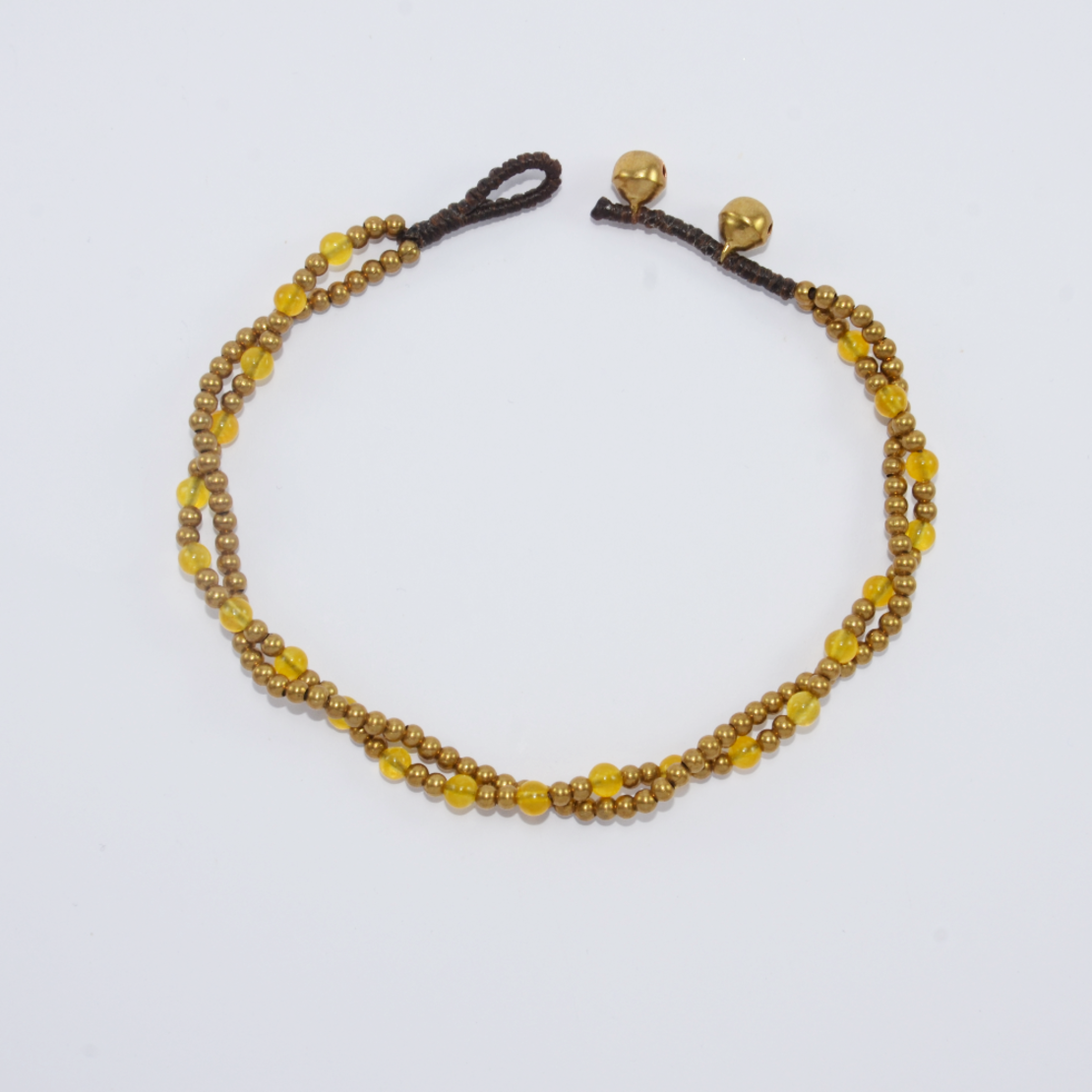 Double beaded anklet yellow lilysol shop LilySol