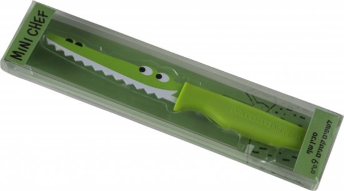 סכין שף תנין לילדים 9 ס''מ Arcosteel - ירוקה