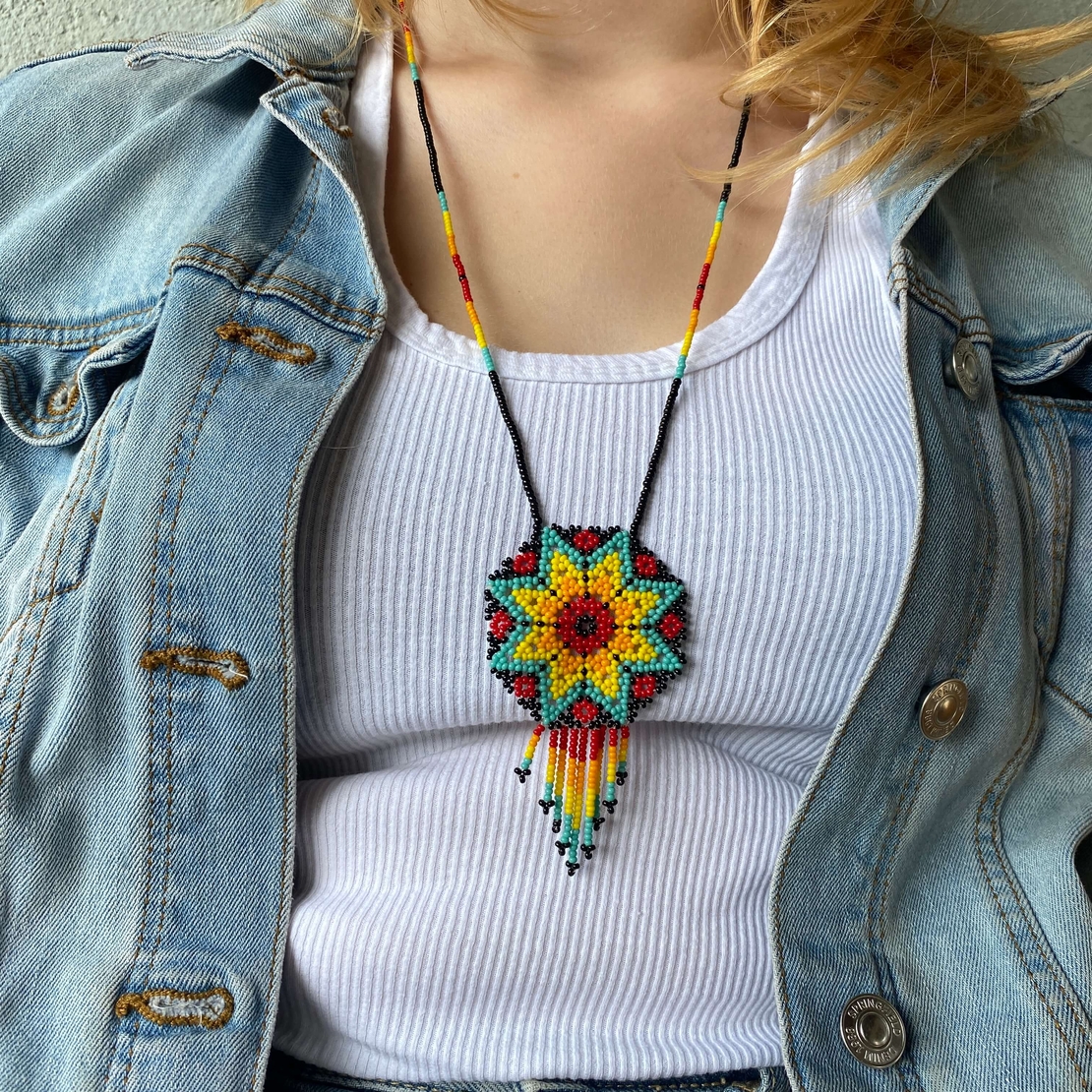 Mexican beaded necklace peyote lilysol shop LilySol