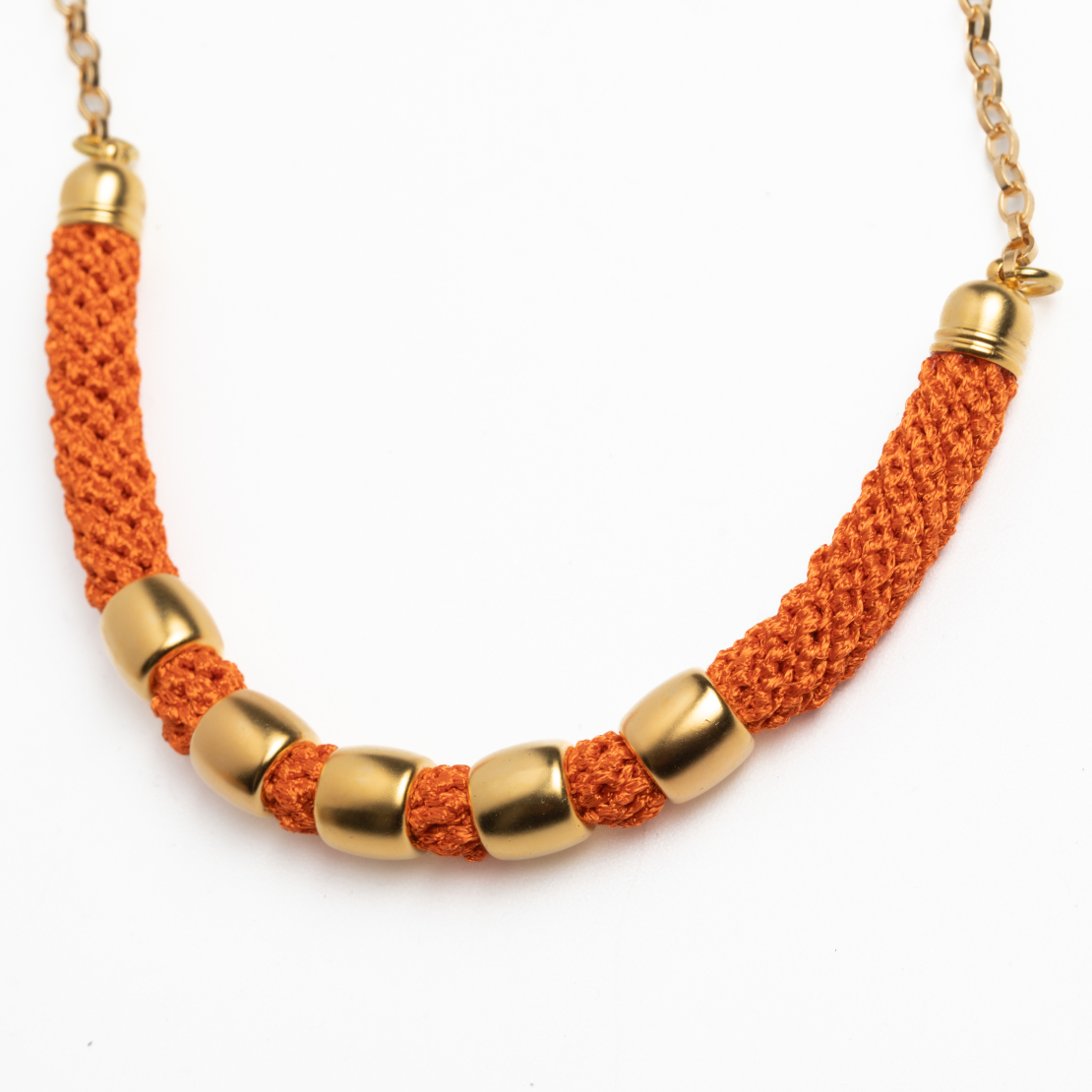 Orange and Gold Five Rings Necklace - Avishag
