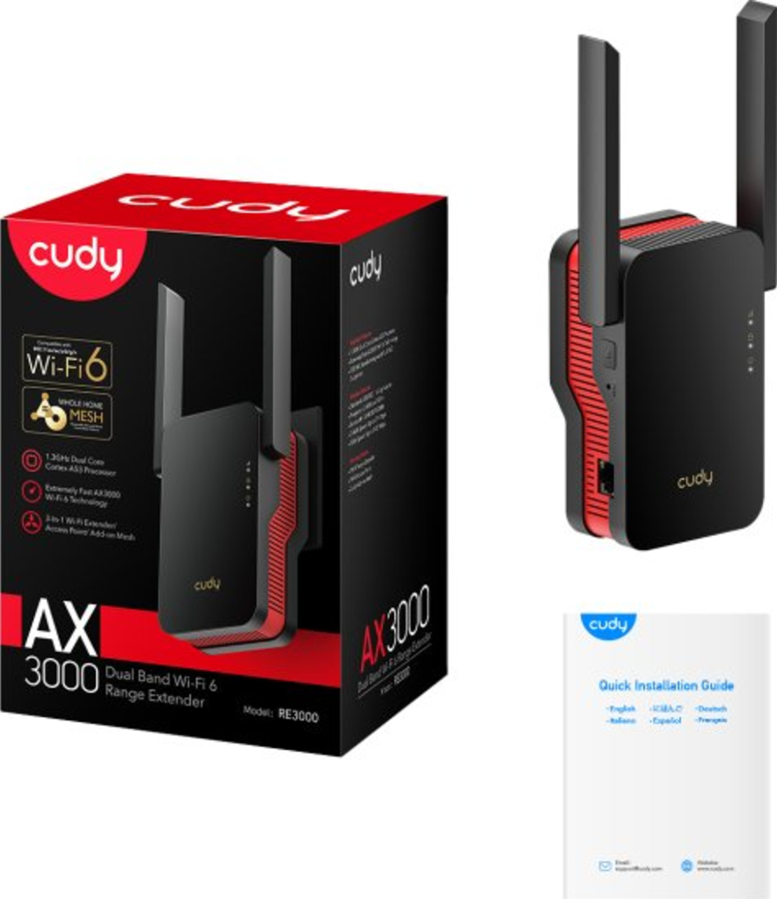 מגדיל טווח Cudy AX3000 Dual Band Wi-Fi 6 RE3000