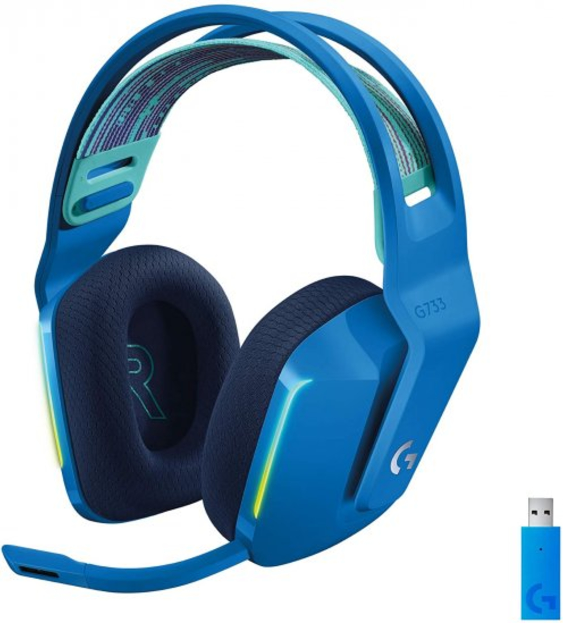 אוזניות גיימרים אלחוטיות כחול Logitech G733 LightSpeed RGB