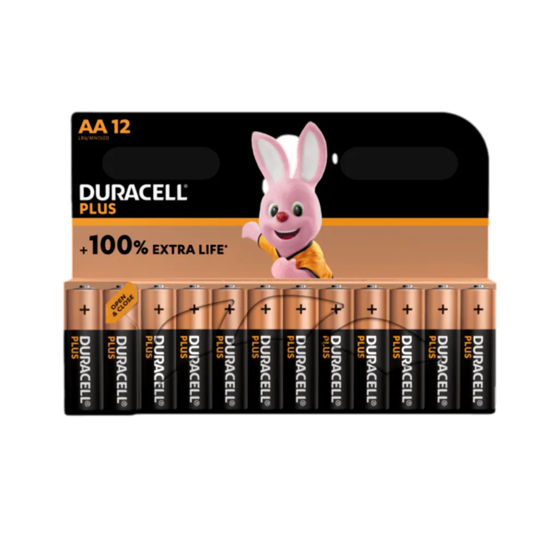 סט 12 סוללות Duracell PLUS 100% AA