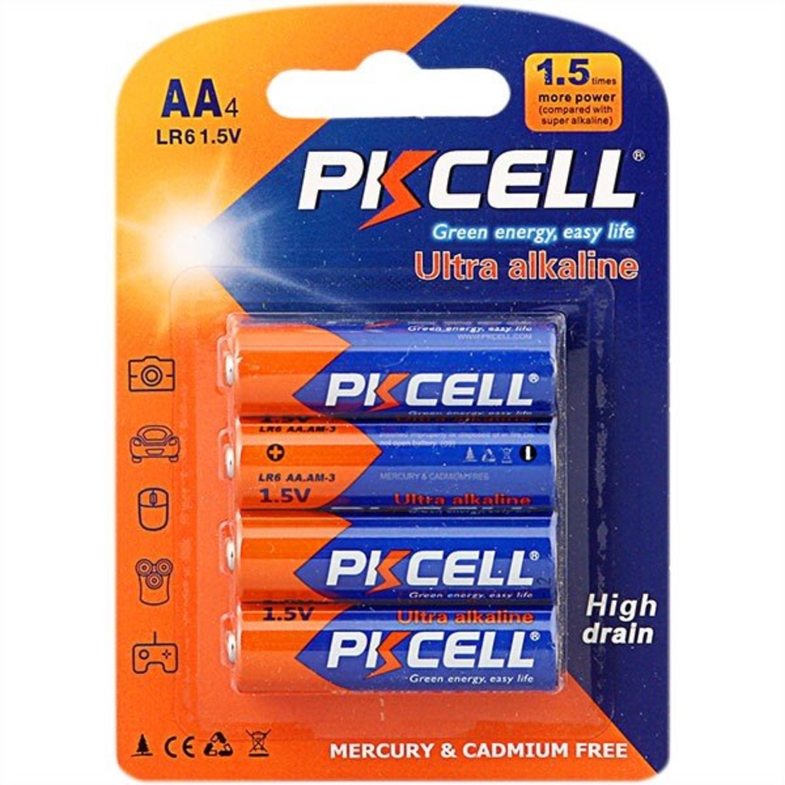 סט 4 סוללות PKCELL Alkaline AA