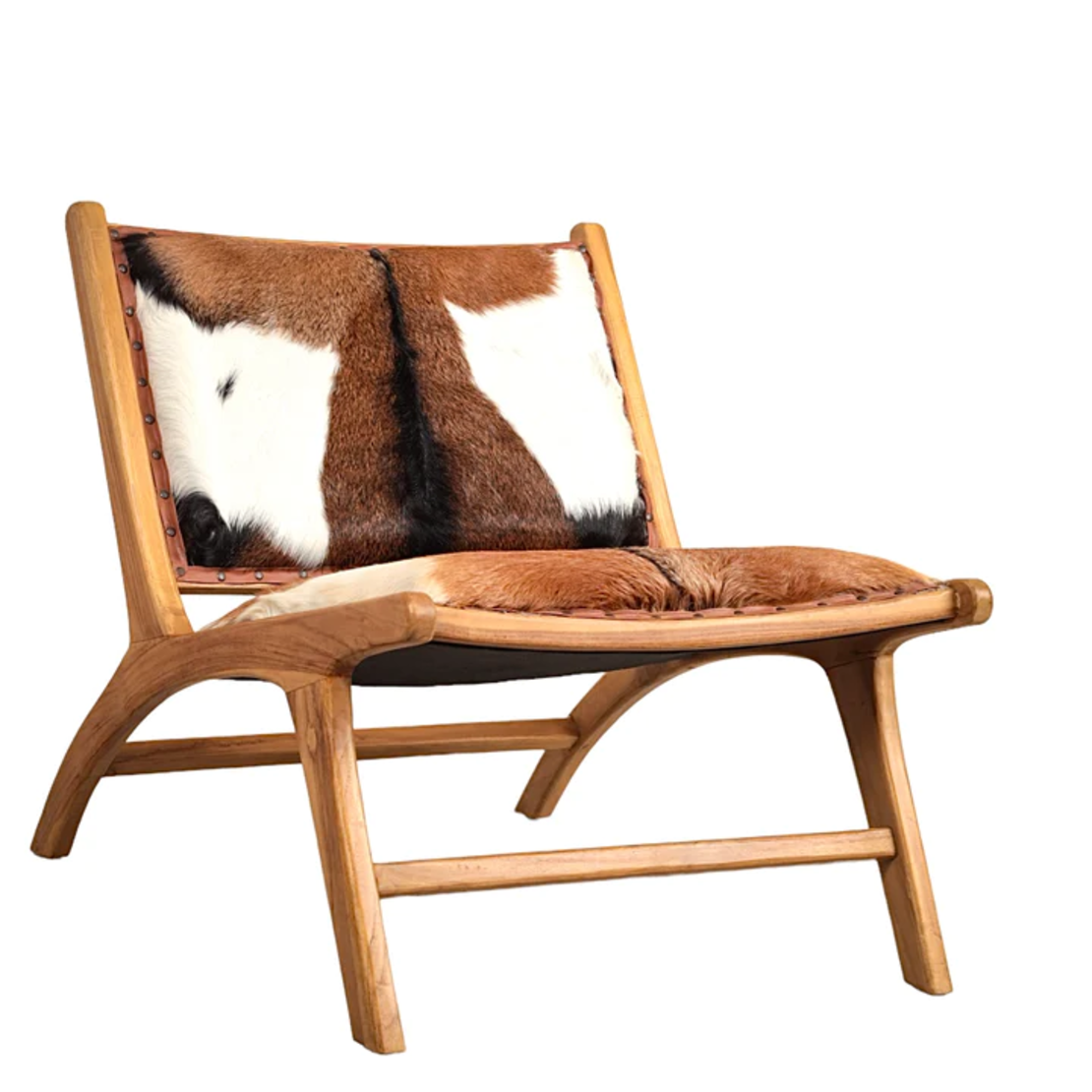כורסא מעוצבת עשויה עץ טיק בשילוב עור איכותי- דגם פאולה
