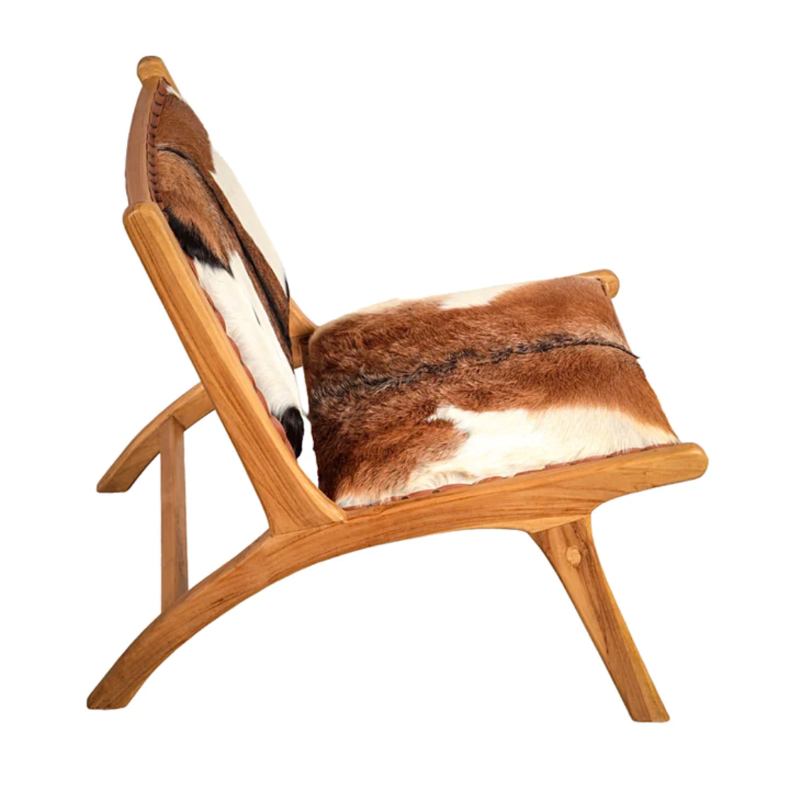 כורסא מעוצבת עשויה עץ טיק בשילוב עור איכותי- דגם פאולה