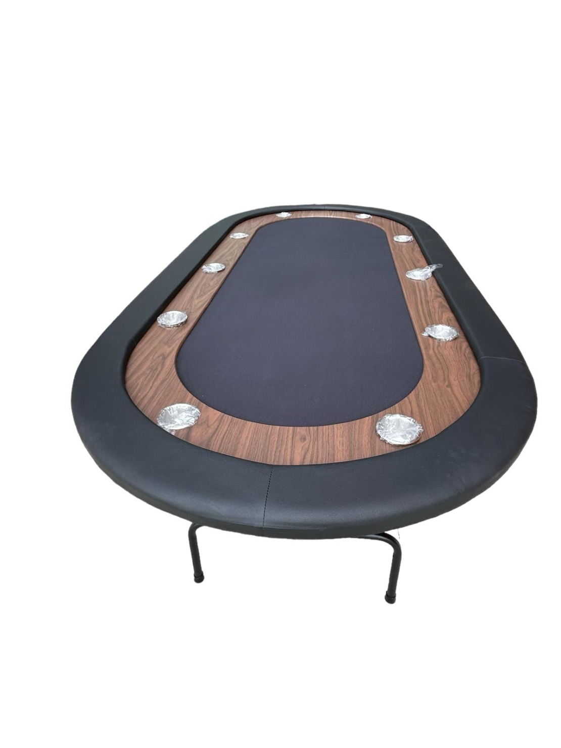 REGIIS שולחן קלפים שחור מתקפל מתאים ל 10 שחקנים כולל רגלי מתכת מתקפלות