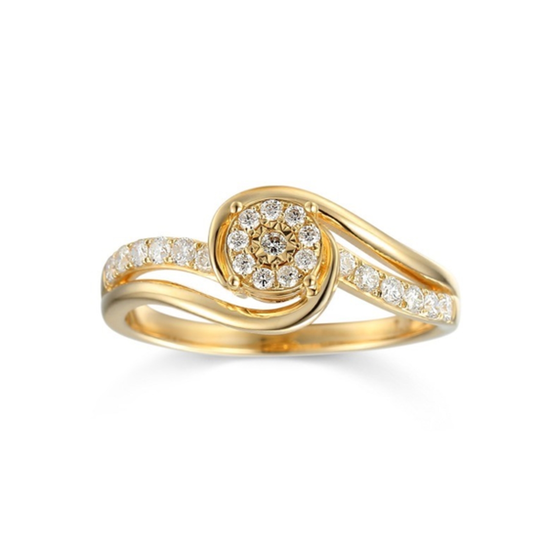 טבעת זהב 14K משובצת יהלומים - קלי
