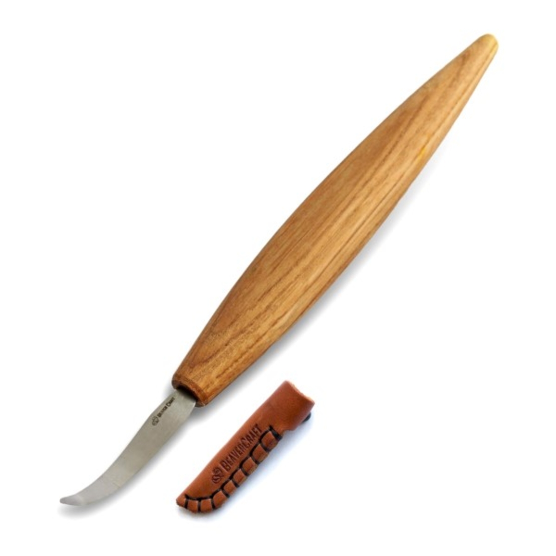 סכין גילוף מעוקלת רחבה יד ימין, עם נדן עור TOOLEDEN BEAVERCRAFT SK4S