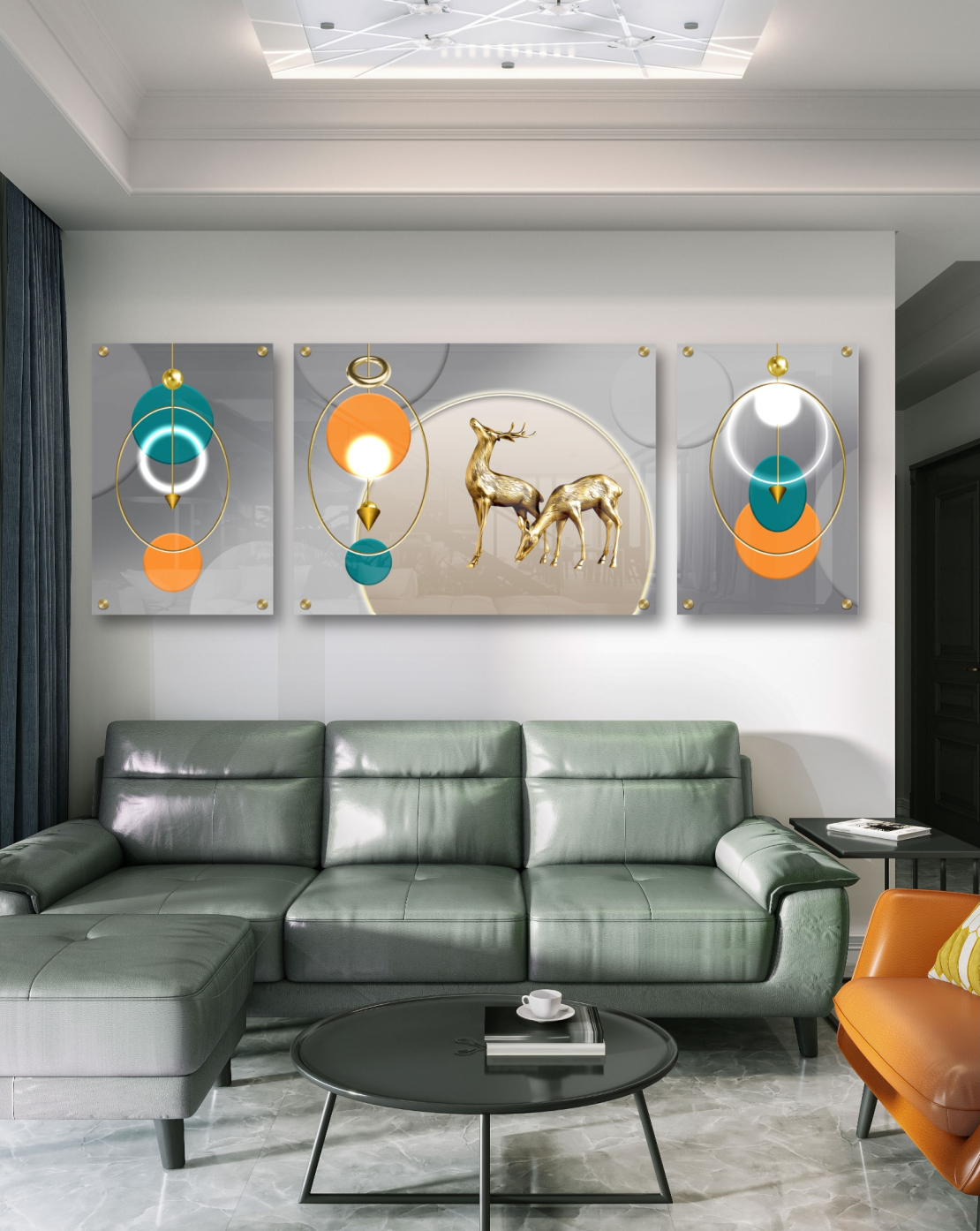 תמונת זכוכית מחולקת לסלון בסגנון נורדי 