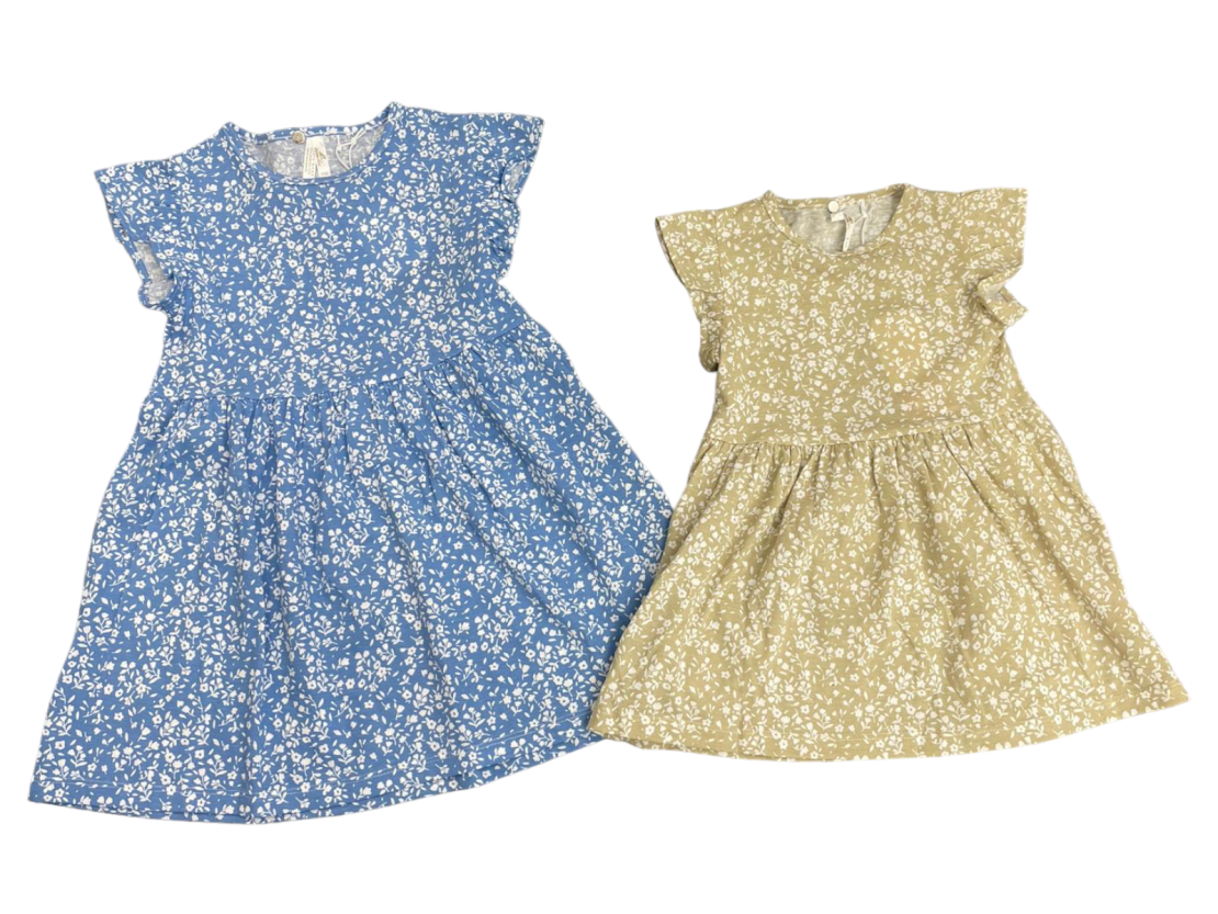 שמלה קיץ מדוגמת פרחים (ירוק/אפרסק/אופוויט/כחול) 2-10 בנות